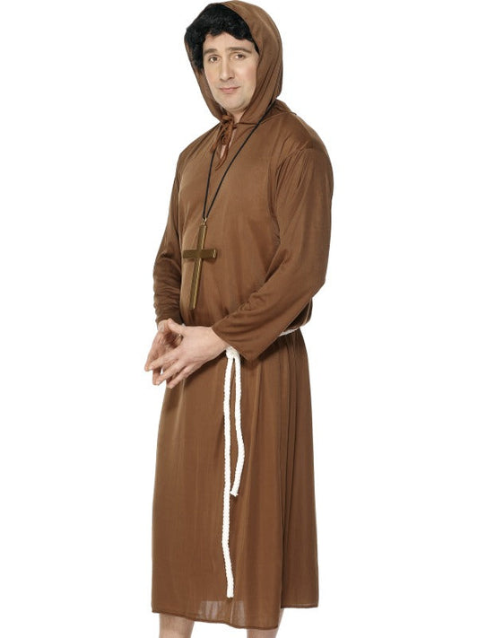 Budget Monk Fancy Dress Costume includes robe with hood and belt. Monks Cross sold separately.