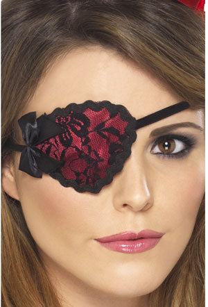 Pirate Eyepatch. Red with black lace and ties.