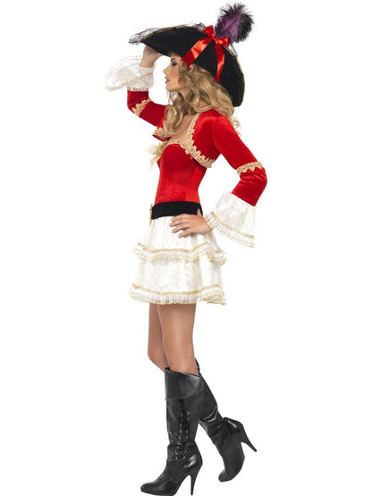 Fever Boutique Plentiful Pirate Fancy Dress Costume includes dress, belt and jacket. Hat NOT included