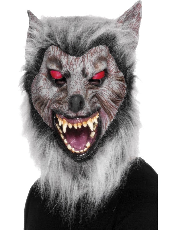 Prowler Overhead Latex Wolf Mask with Fur 14+