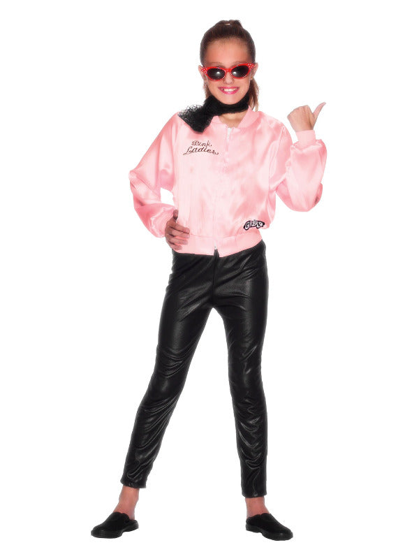 Girls Grease Pink Lady Jacket with logo.