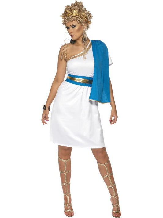Ladies Roman Beauty Toga Fancy Dress Costume includes dress, toga, belt and headpiece