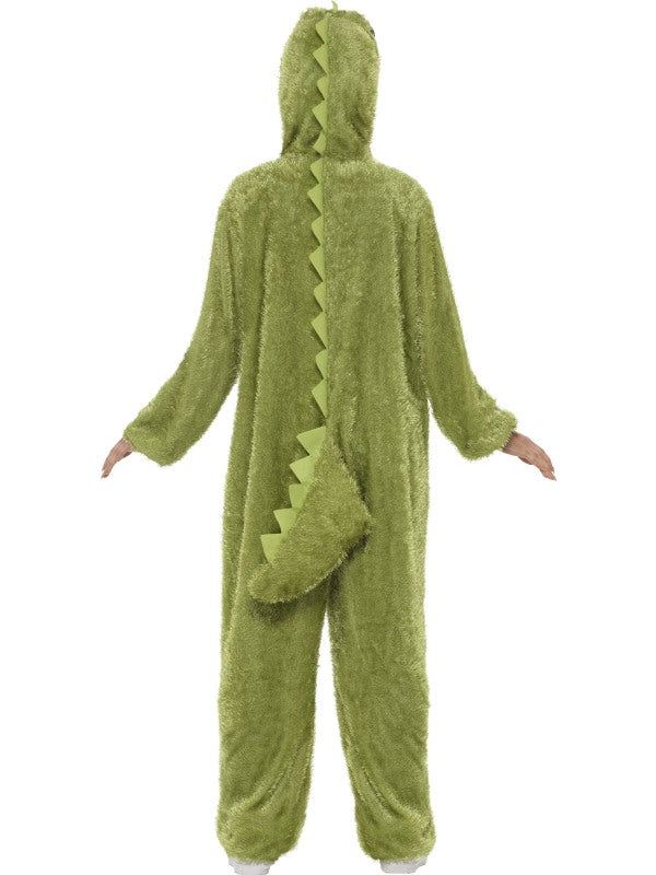 Adult Crocodile Fancy Dress Costume includes jumpsuit with hood.