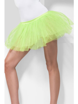 Tutu Underskirt. Neon Green, 4 Layers. 30cm Long. Will fit waist size up to 86cm (34inches)