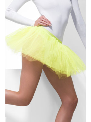 Tutu Underskirt. Neon Yellow, 4 Layers. 30cm Long. Will fit waist size up to 86cm (34inches)