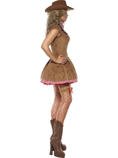 Ladies Fever Wild West Cowgirl Fancy Dress Costume includes dress only. Neckscarf and hat sold separately.