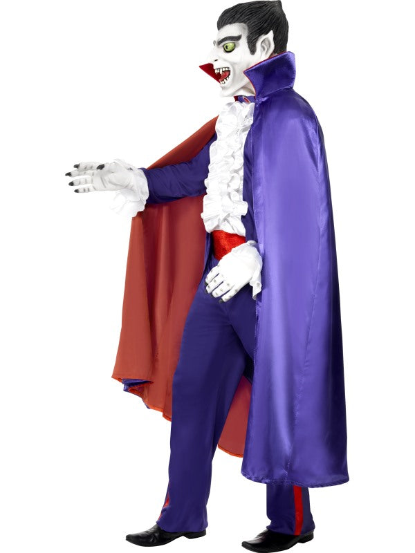 Halloween Dracula Fancy Dress Costume includes top, trousers, cape, mask and hands