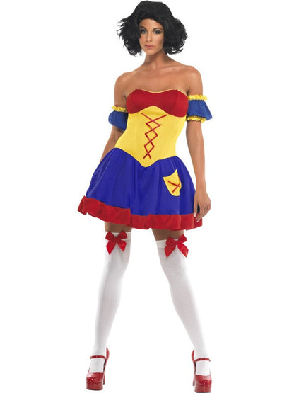 Rebel Toons Snow White Fancy Dress Costume includes dress and sleeves. Stockings sold separately.