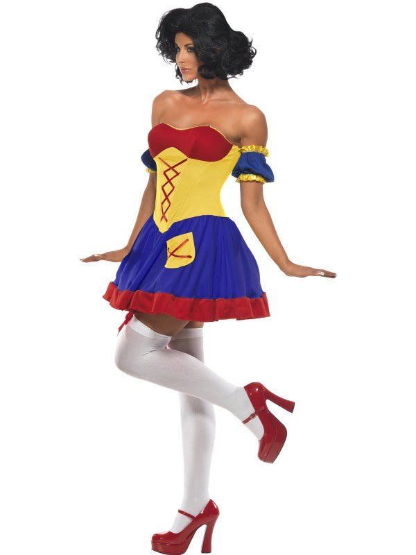 Rebel Toons Snow White Fancy Dress Costume includes dress and sleeves. Stockings sold separately.