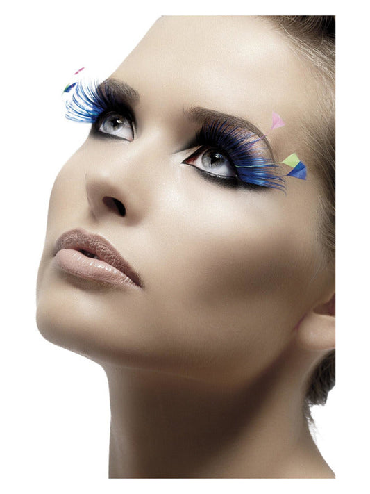 Eyelashes with Glue. With assorted colour plumes