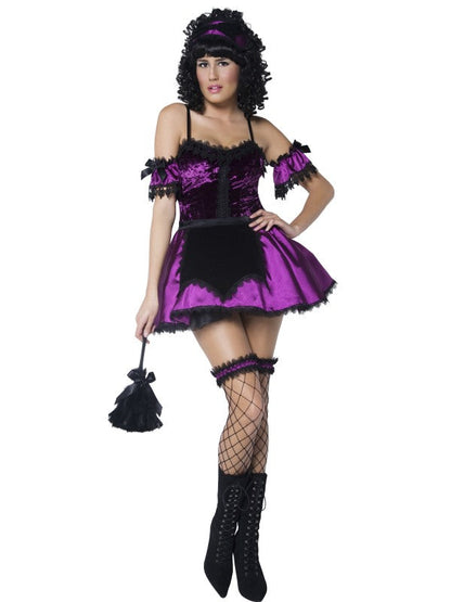Gothic Housekeeper Fancy Dress Costume includes dress, apron, garters, arm cuffs and headpiece