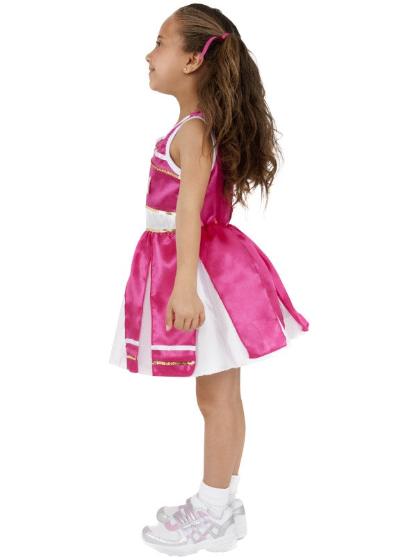 Girls Pink Cheerleader Fancy Dress Costume includes dress and pom poms