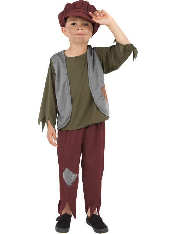 Child Victorian Poor Boy Fancy Dress Costume includes top, trousers and hat