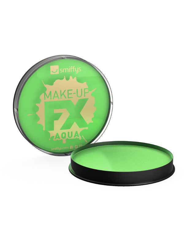 Smiffys make-up fx, aqua face and body paint. Lime Green. Water based. 16ml.