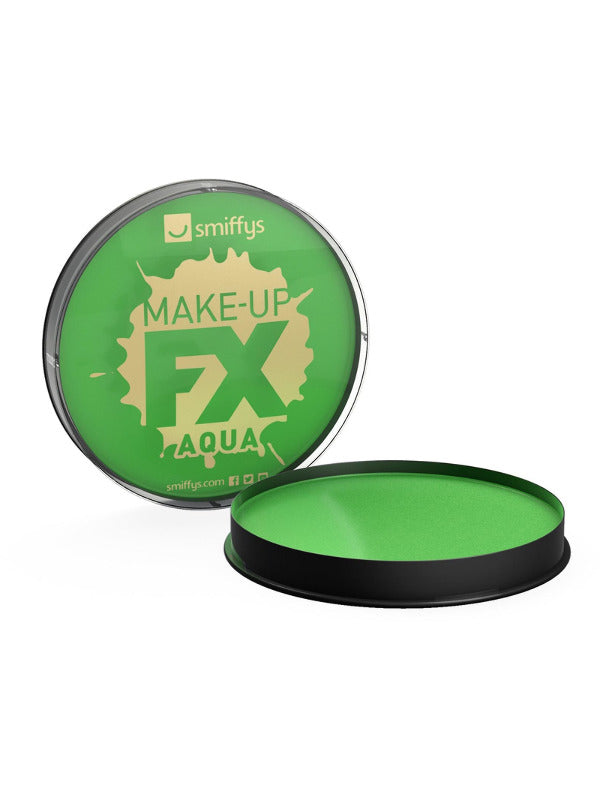 Smiffys make-up fx, aqua face and body paint. Bright Green. Water based. 16ml.