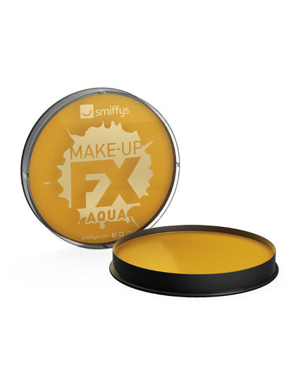 Smiffys make-up fx, aqua face and body paint. Metallic Gold. Water based. 16ml.