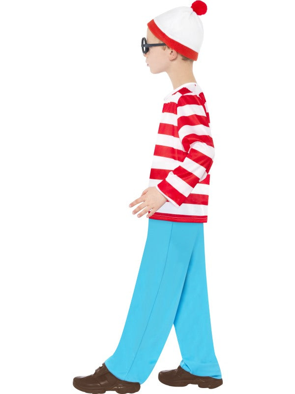 Wheres Wally Child Fancy Dress Costume includes top, trousers, hat and glasses