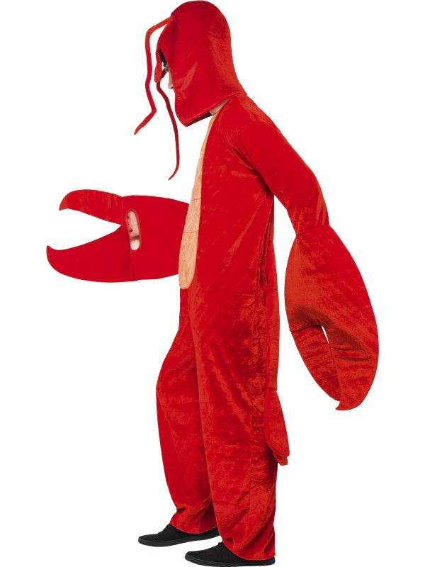 Adult Lobster Fancy Dress Costume includes bodysuit and hood. One Size.