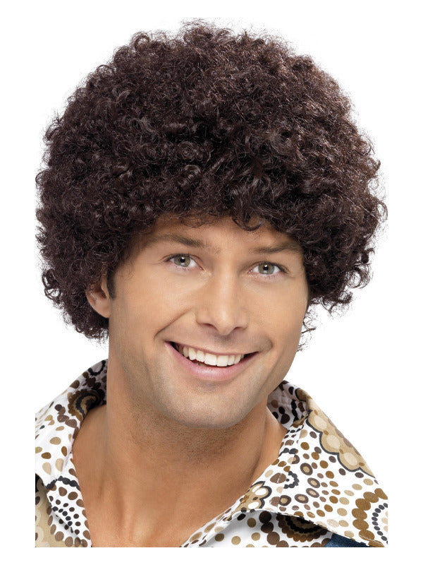 70s Disco Dude Wig. Brown Afro