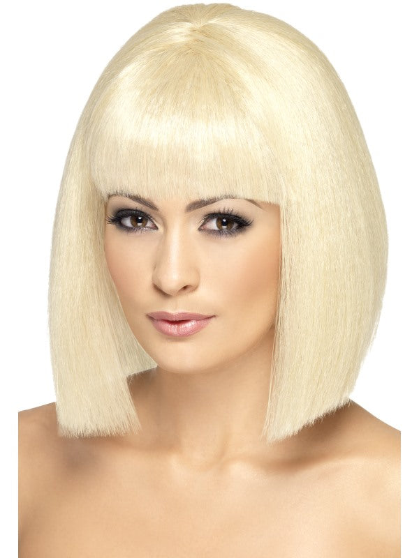 Short Blonde Coquette Wig with fringe.