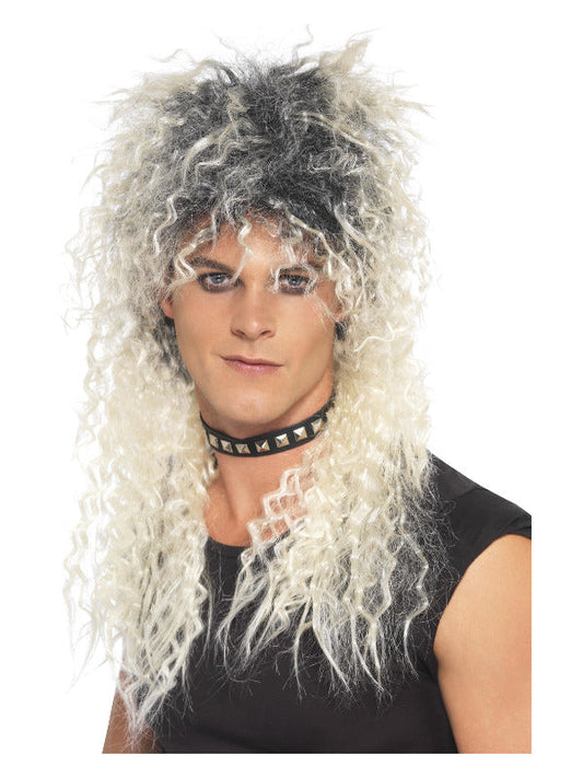Hard Rocker Wig. Blonde, Long tousled with dark roots