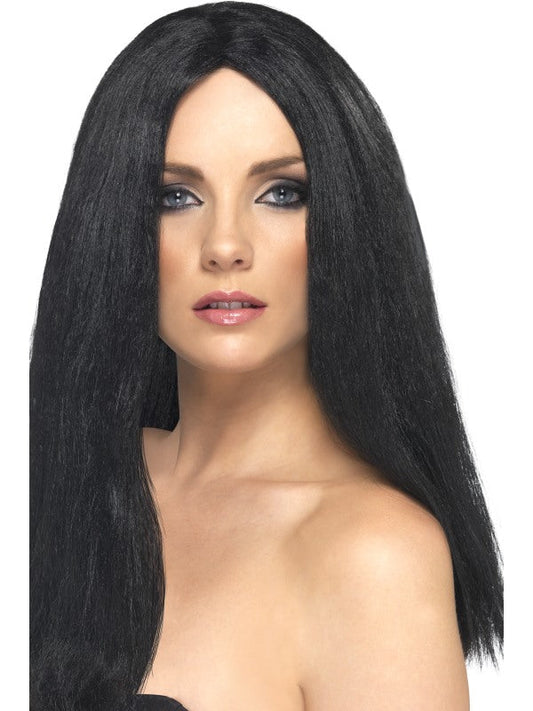 Star Style Wig, black 44cm long, straight