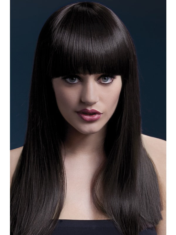 Fever Alexia Professional Quality Synthetic Wig. Brown. Long| blunt cut with professional wig cap. Styleable and heat resistant to 120C/248F. 48cm.