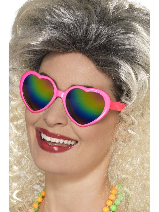 1980s Pink Heart Specs with Rainbow Lenses