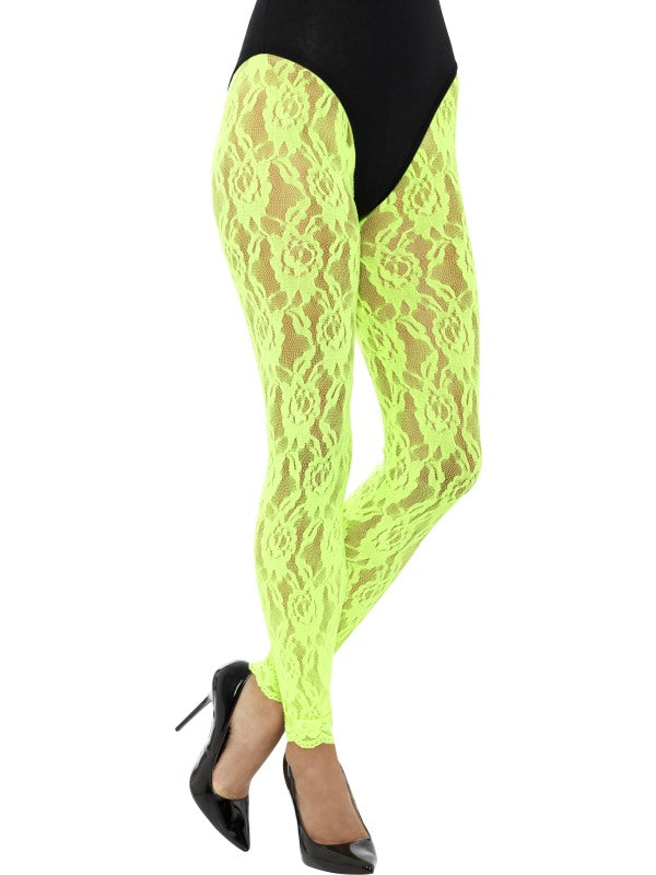 80s Lace Leggings Neon Green