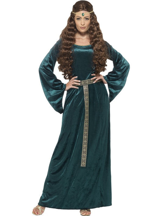 Ladies Green Medieval Maid Green Costume includes dress and headband
