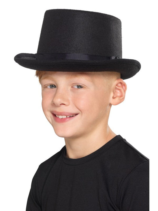 Kids Black Felt Top Hat