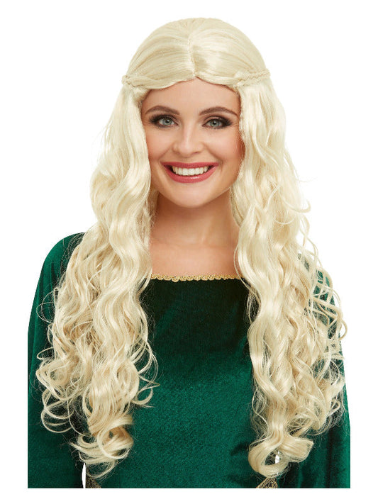 Medieval Dragon Goddess Wig, Blonde, Long with Plaits