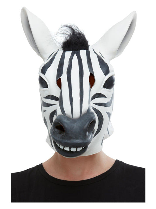 Full Overhead Zebra Latex Mask
