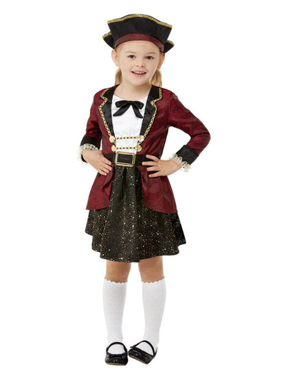 Girls Swashbuckling Pirate Costume includes dress and hat