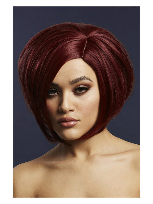 Fever Savanna Wig, True Blend, Deep Red, Asymmetric Bob, Side Parting, 30cm/12in