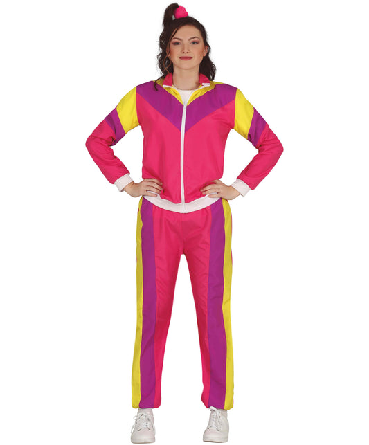 Teen 80s Tracksuit Costume Pink